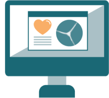 Desktop website displaying data icon