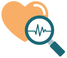 Icon of a magnifying glass overlaid on top of a heart