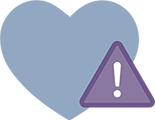 Icon of heart with warning symbol