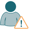 Icon of a person next to a warning symbol