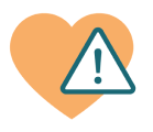 Icon of a warning symbol overlaid on top of a heart