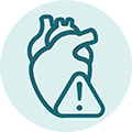 Icon of a warning symbol overlaid on top of a heart